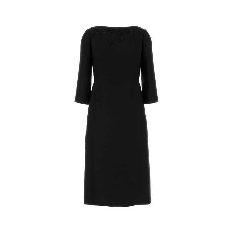 Valentino Garavani Black Wool Blend Dress Nero Abiti - Women
