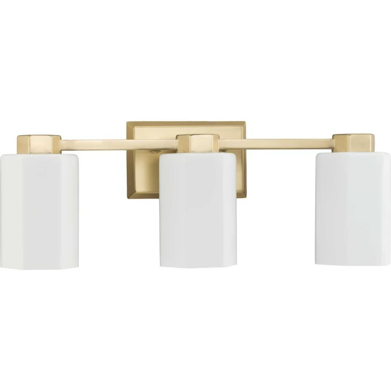 Brushed Gold Three Light Bath & Vanity from the Estrada Collection