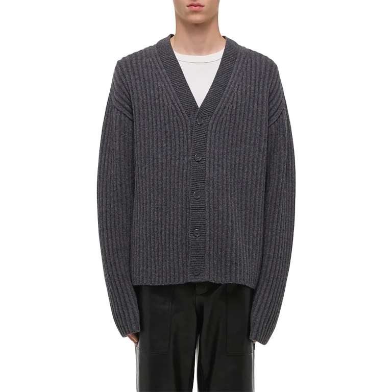 Helmut Lang Relaxed Fit Ribbed Cardigan Sweater
