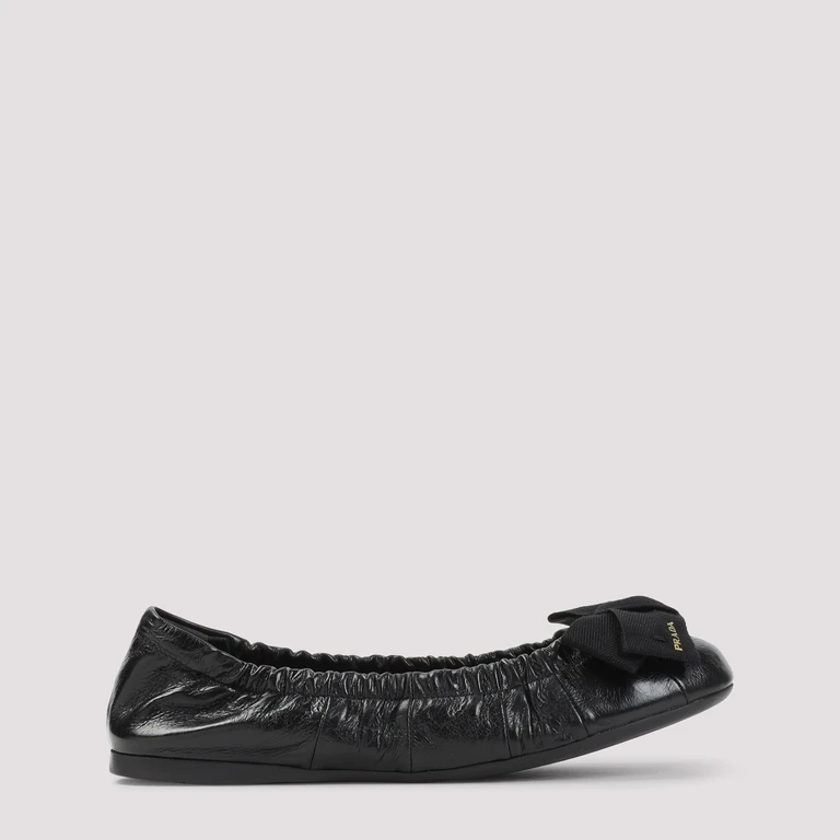 Prada Calf Leather Ballerinas Black Shoe - Women