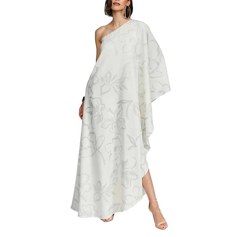Halston Nevean Floral Crepe Caftan Dress