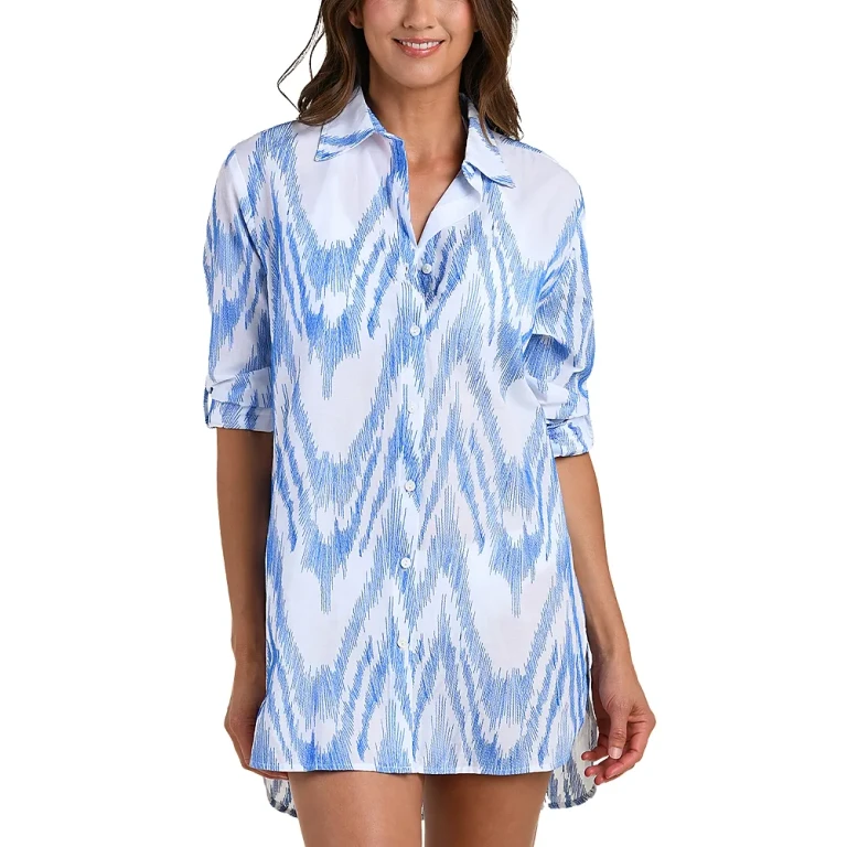 La Blanca Tidal Wave Camp Shirt Swim Cover-Up