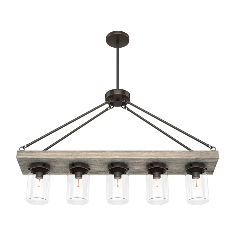 Onyx Bengal Five Light Linear Chandelier from the Devon Park Collection