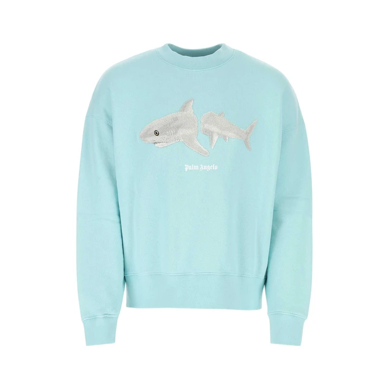 Palm Angels Pastel Light-Blue Cotton Sweatshirt Multicolor Exterior: Felpe - Men