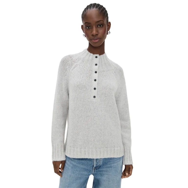 OGD One Grey Day Alder Henley Pullover Heather Grey S