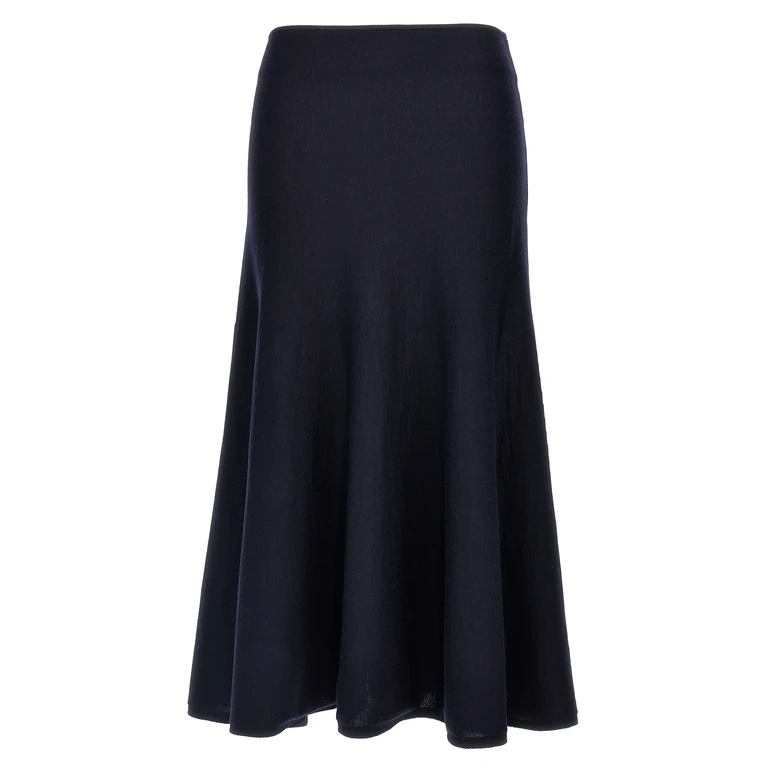 Blue Wool Midi Skirt - Women