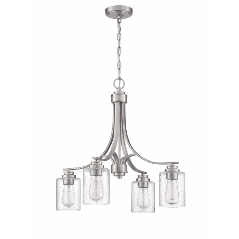 Brushed Polished Nickel Four Light Chandelier from the Bolden Collection
