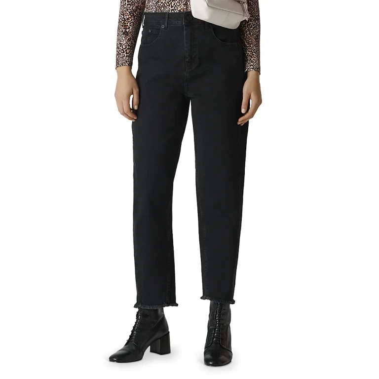 Whistles High Rise Barrel Leg Jeans in Black