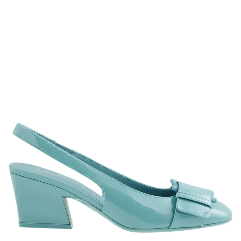 Ferragamo Ladies Briget 55 Gancini Slingback Pumps In Tyrone Turquoise