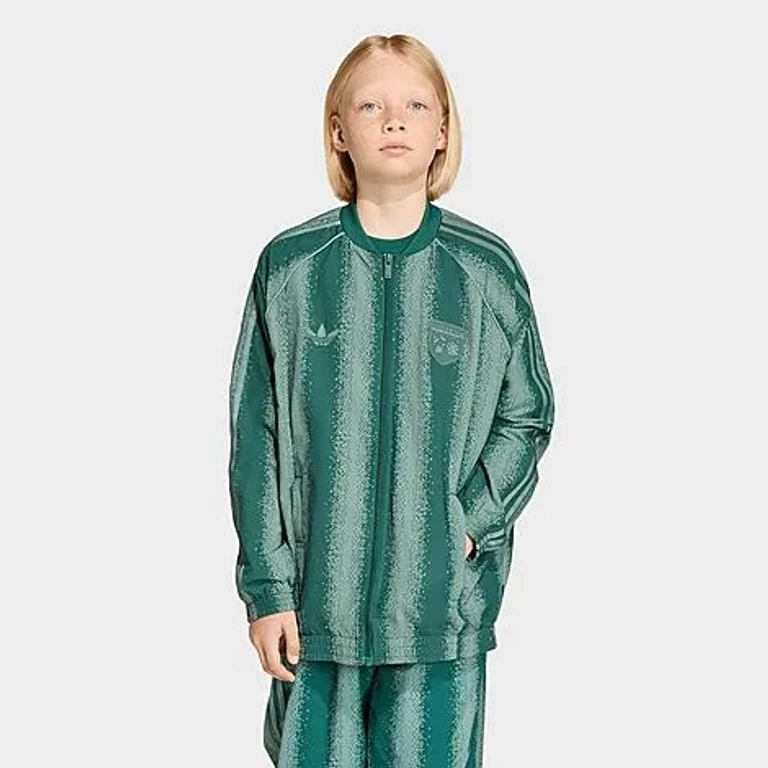 adidas Big Kids Originals x Minecraft Superstar Loose Track Top in Collegiate Green/Tech Emerald Size: XS