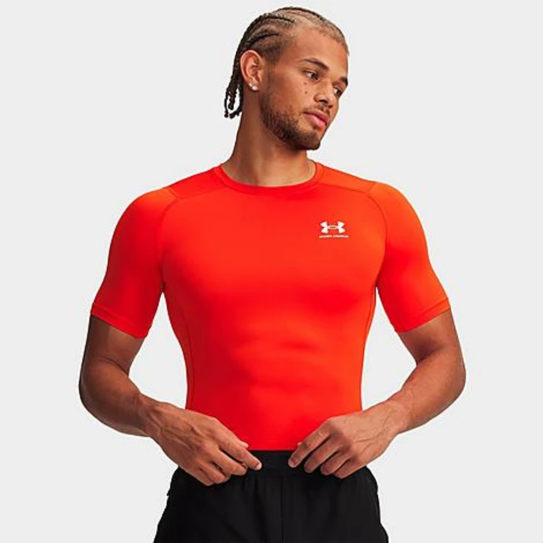 Under Armour Men's HeatGear Short-Sleeve Training Top in Dark Orange/White Size: XS