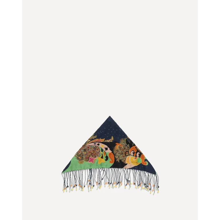 ETRO Scarf in pure silk with fringes and beaded Female UNI