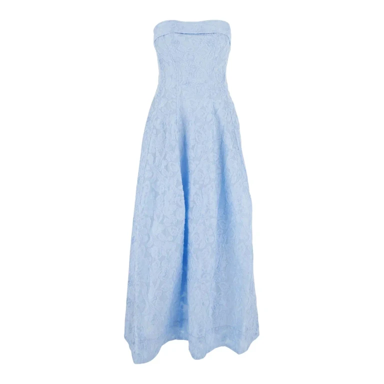 Simkhai Dress tidepool Blue With All-over Embroidery Design And Removable Straps In Cotton Blend Women