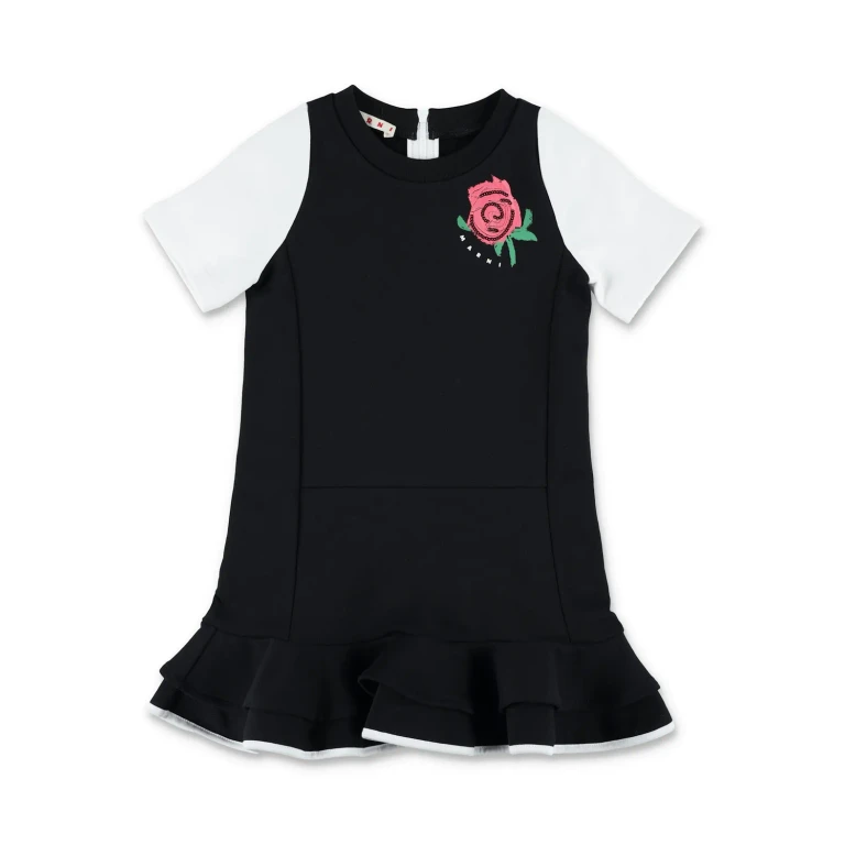 Girl's Flared Cotton Dress with Embroidery and Rear Zip Closure (M01673M00V10M900)