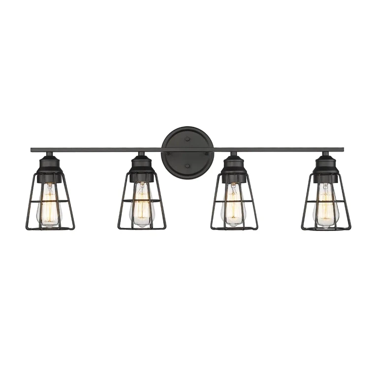 Matte Black Four Light Vanity from the Collection