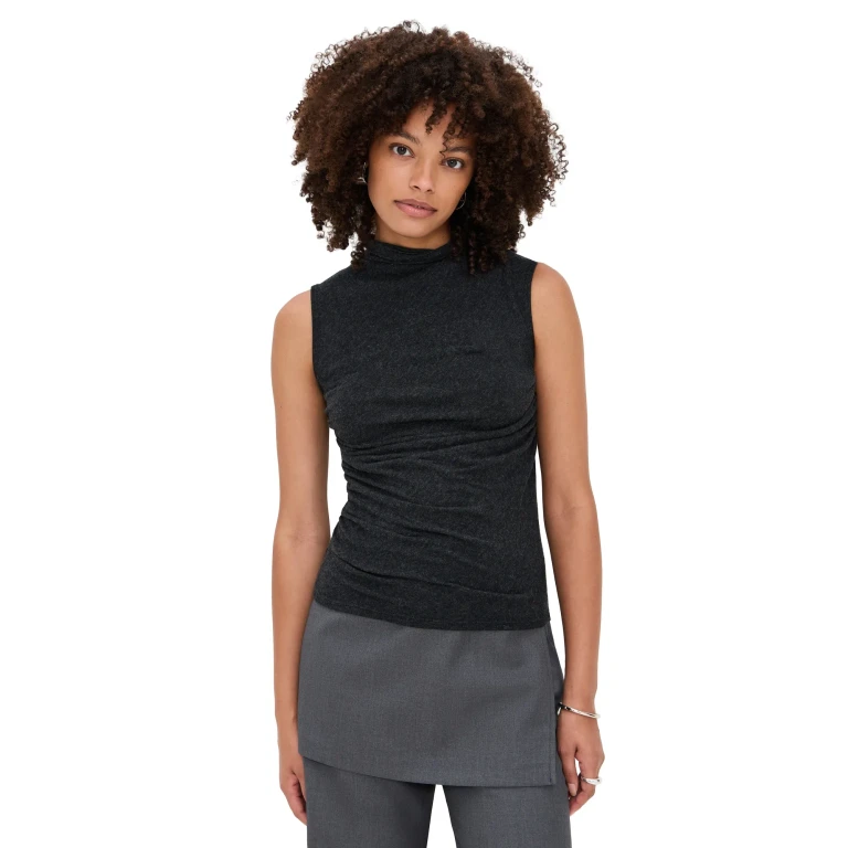 Enza Costa Cashmere Blend Sleeveless Twist Top Charcoal M