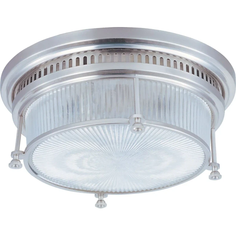 Satin Nickel Two Light Flush Mount from the Hi-Bay Collection