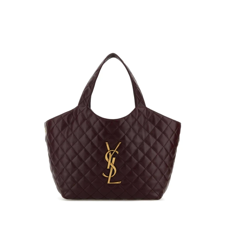 Saint Laurent Burgundy Nappa Leather Medium Icare Shopping Bag Hotwine Borse A Mano - Women