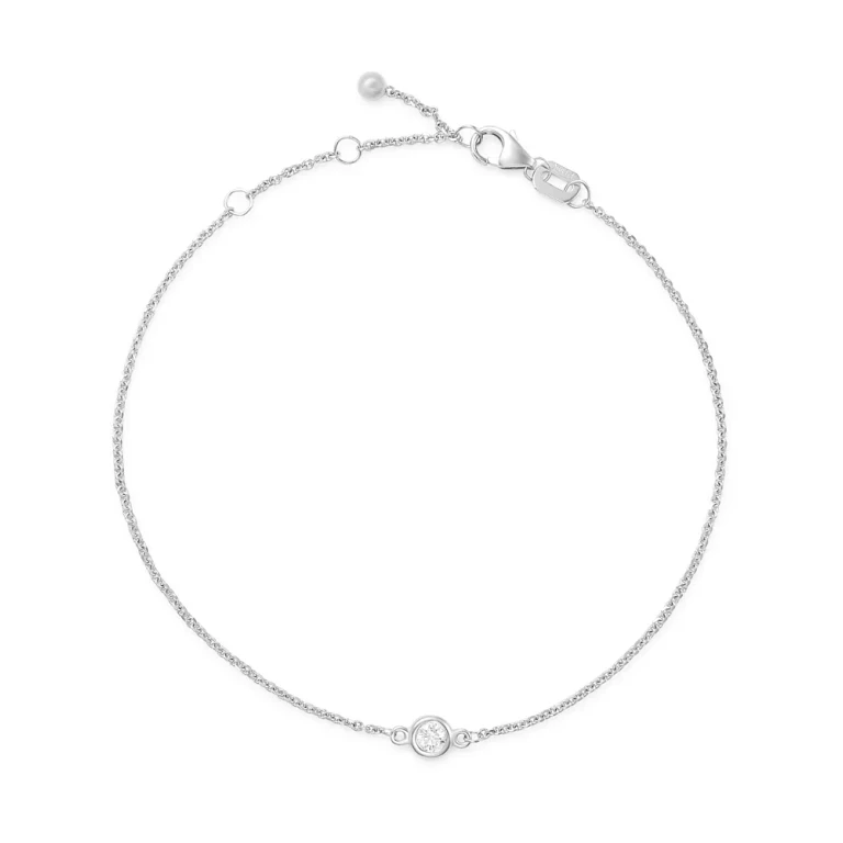 Diamond Bezel Set Bracelet in 14K White Gold, 0.10 tcw
