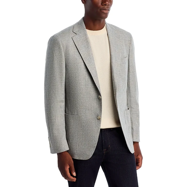 Vince Tonal Plaid Unstructured Slim Fit Sport Coat