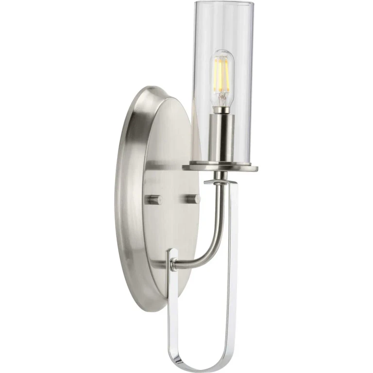 Brushed Nickel One Light Wall Bracket from the Riley Collection