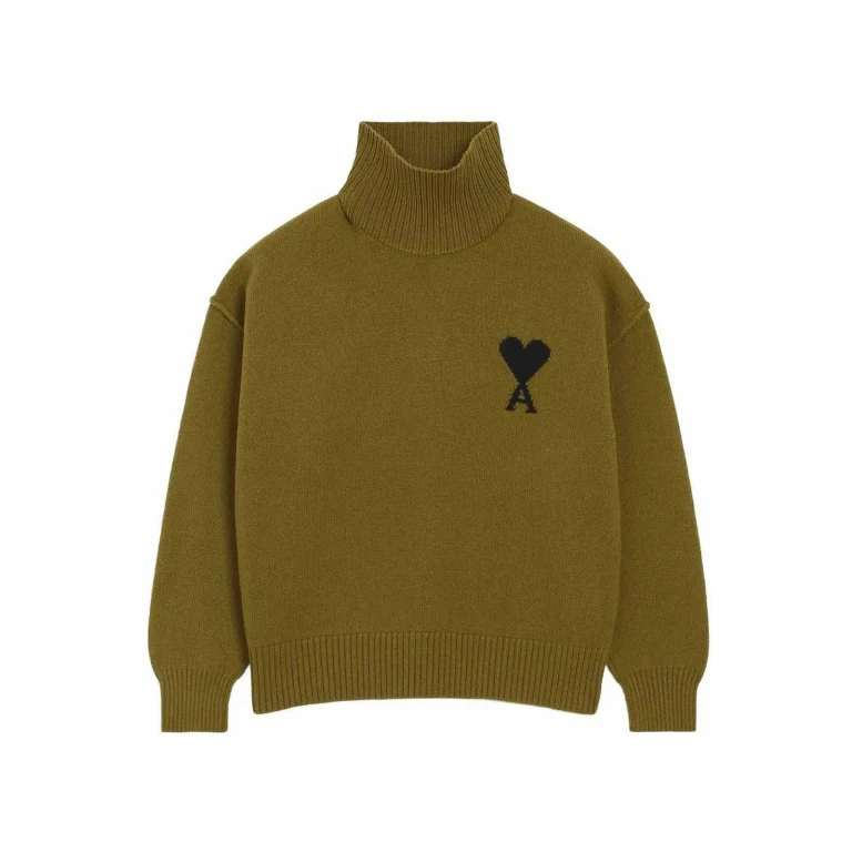 Ami Paris Pull Col Rond - Vert Foncé