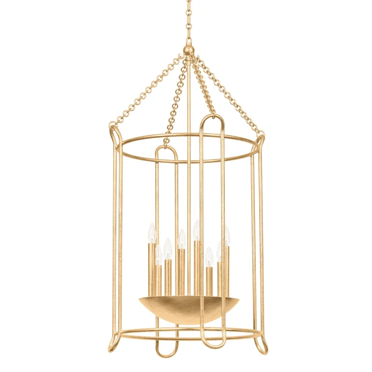 Vintage Gold Leaf Eight Light Lantern from the Lassen Collection