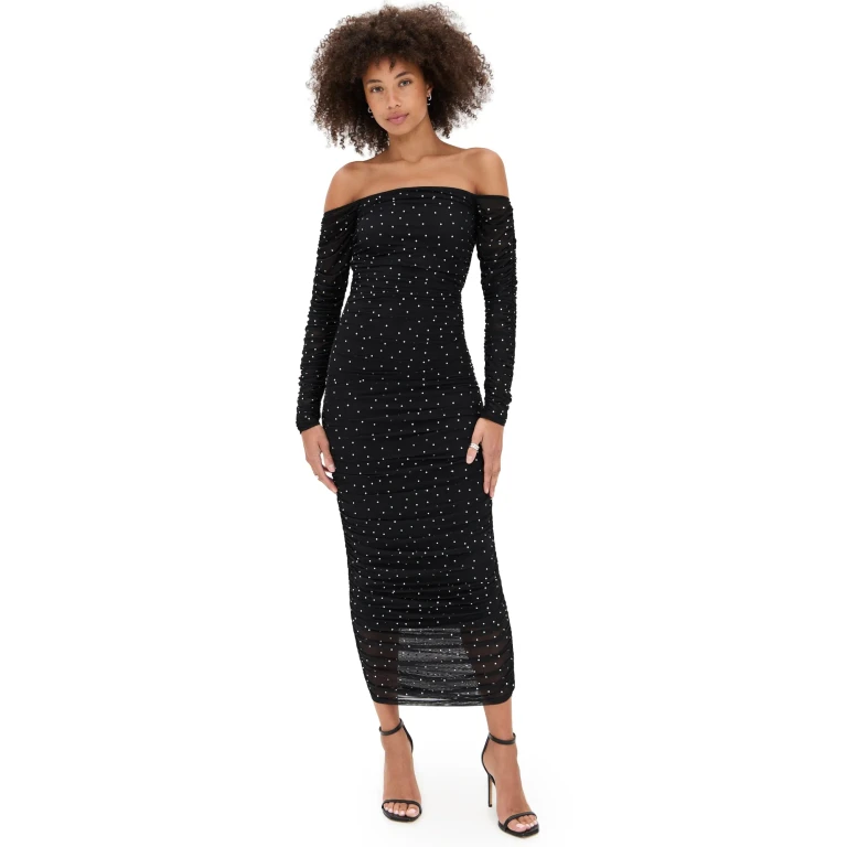 CAROLINE CONSTAS Aria Midi Dress Black S