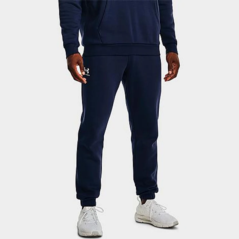 Under Armour Men's Essential Fleece Jogger Pants in Midnight Navy/White Size: XS