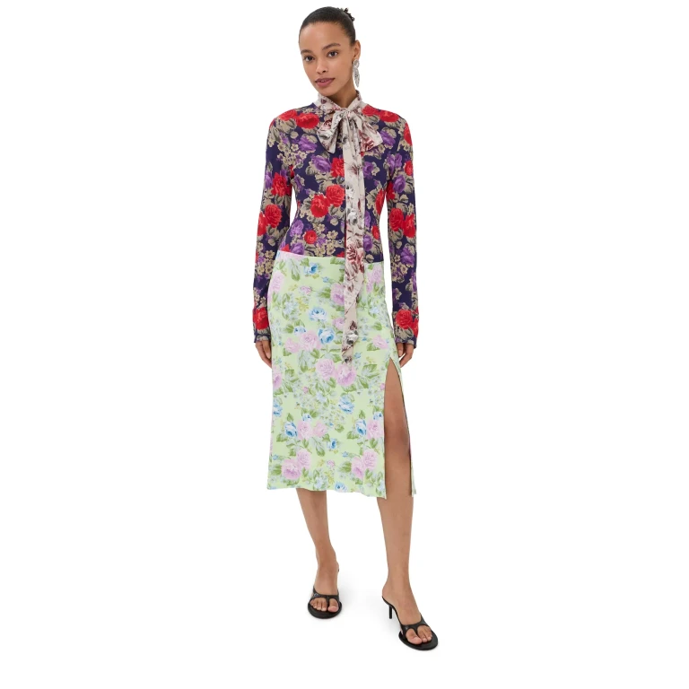 Acne Studios Long Sleeve Dress Purple/Green 34