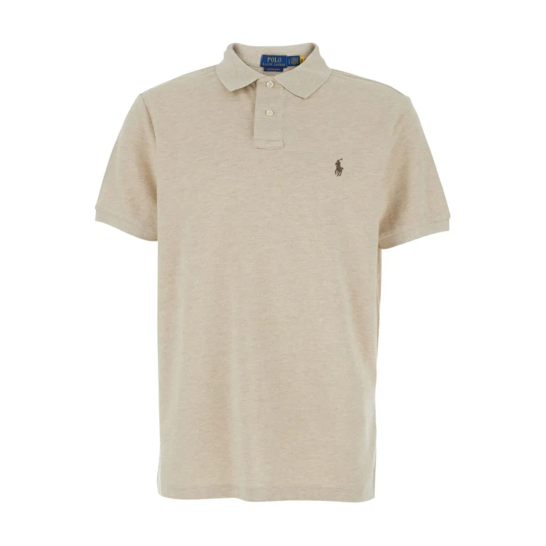 Polo Ralph Lauren Beige Polo Shirt With Classic Collar And Pony Embroidery On The Front In Cotton For Men
