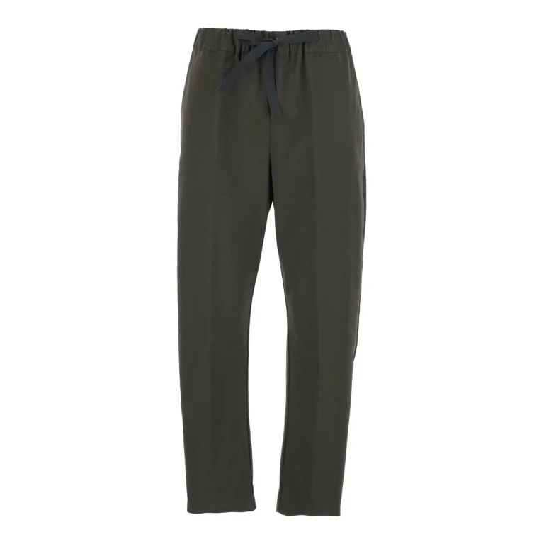 SEMICOUTURE Green Pants With Elastic Waist And Cotton Drawstring For Women