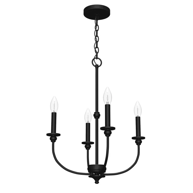 Matte Black Four Light Chandelier from the Southcrest Collection