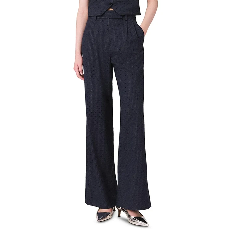 Maje Rhinestone Pinstripe Pants