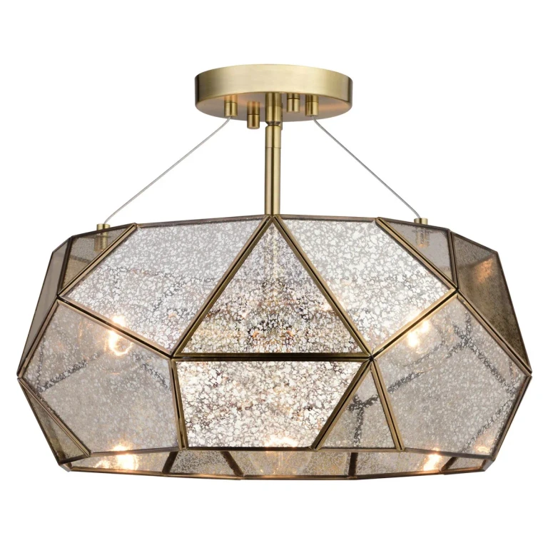 Aged Brass Semi-Flush Mount from the Euclid Collection