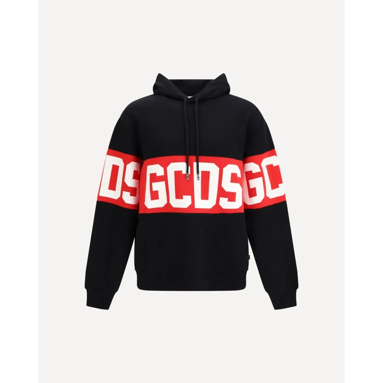 GCDS Cotton Hoodie with Logo Band Male M