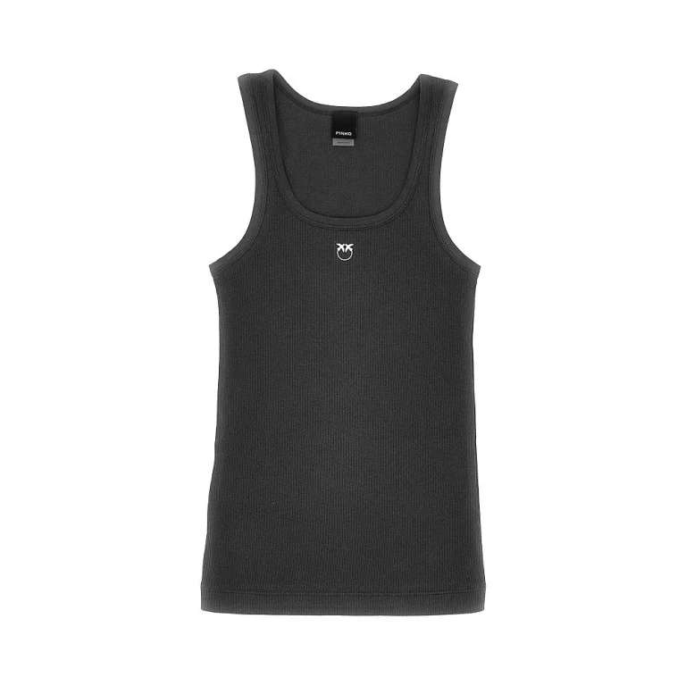 PINKO Love Birds logo ribbed tank top Woman XS