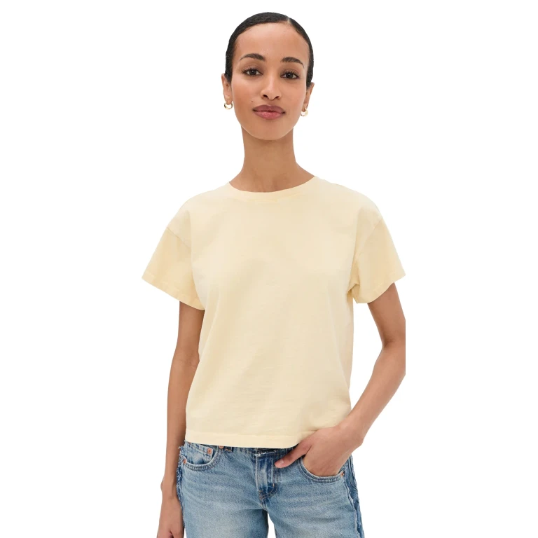 rag & bone Distressed Washed Kelly Boxy Tee Peony XXS