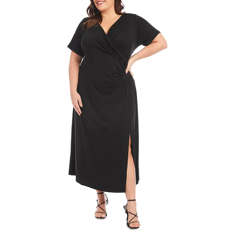 Karen Kane Plus Faux Wrap Midi Dress