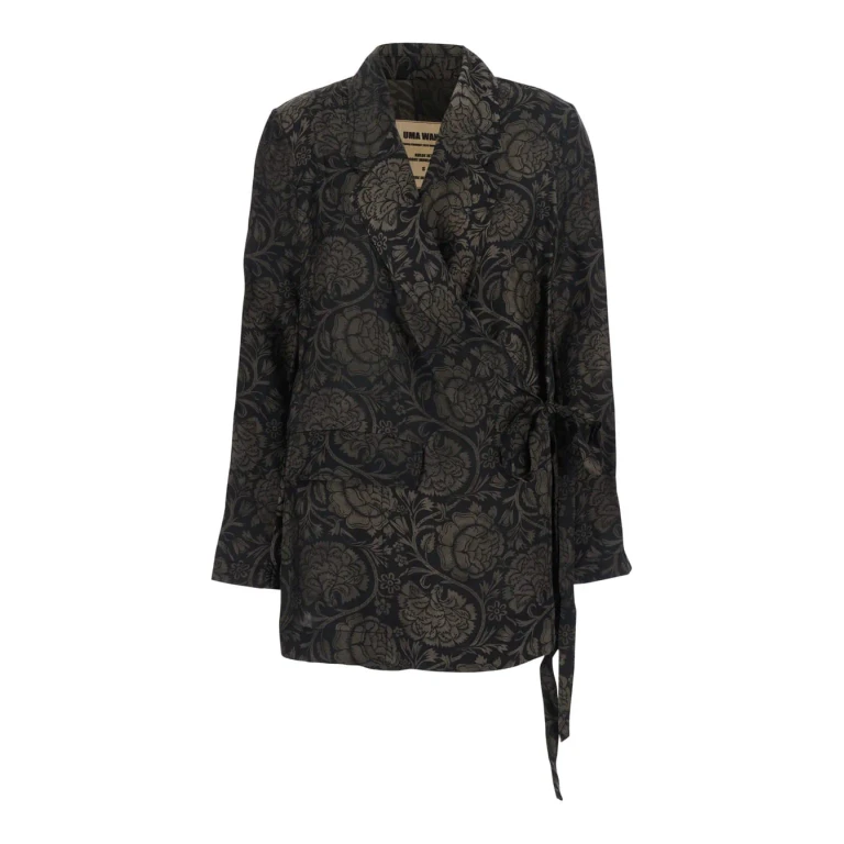 Uma Wang Jacket With Notched Revers And All-over Motif In Cupro And Viscose Blend Black Women