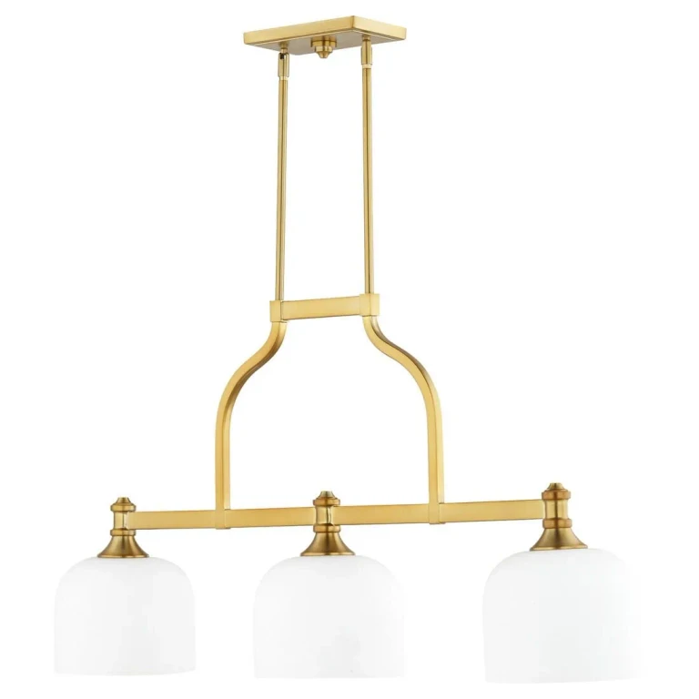 Quorum Richmond 3-Light Kitchen Island Light in Aged Brass