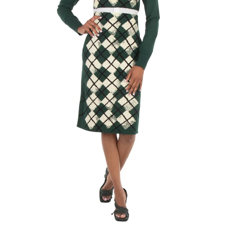 Burberry Argyle Intarsia Knitted Midi Skirt