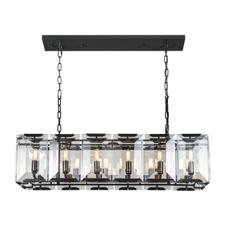 Flat Black 12 Light Chandelier from the Monaco Collection