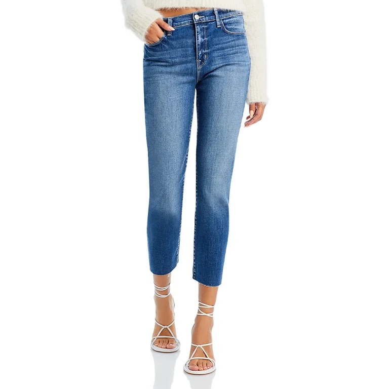 L'Agence Sada High Rise Cropped Slim Leg Jeans in Cambridge