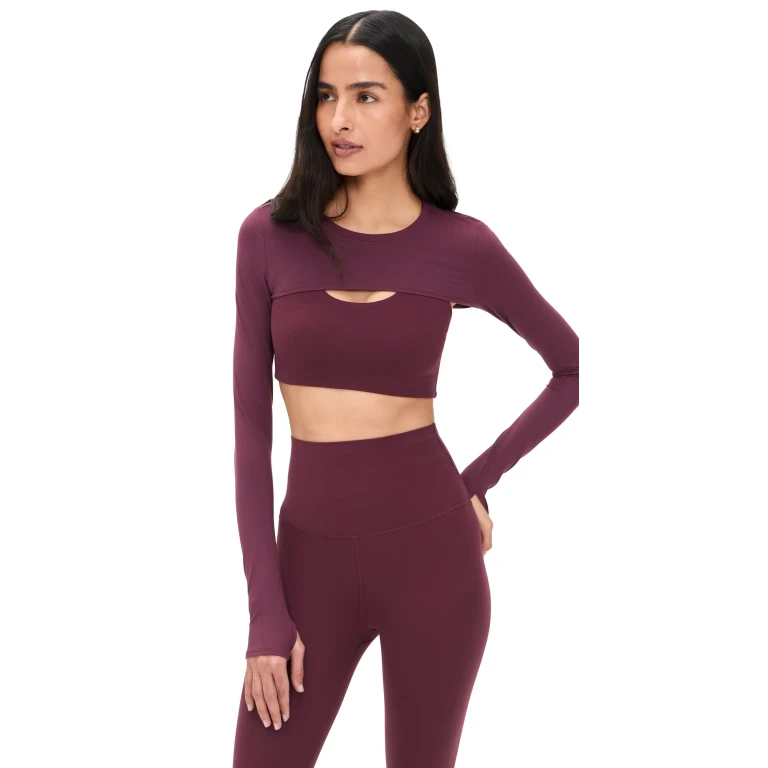 Splits59 Amelia Airweight Lite Shrug Top Dk Cherry XL