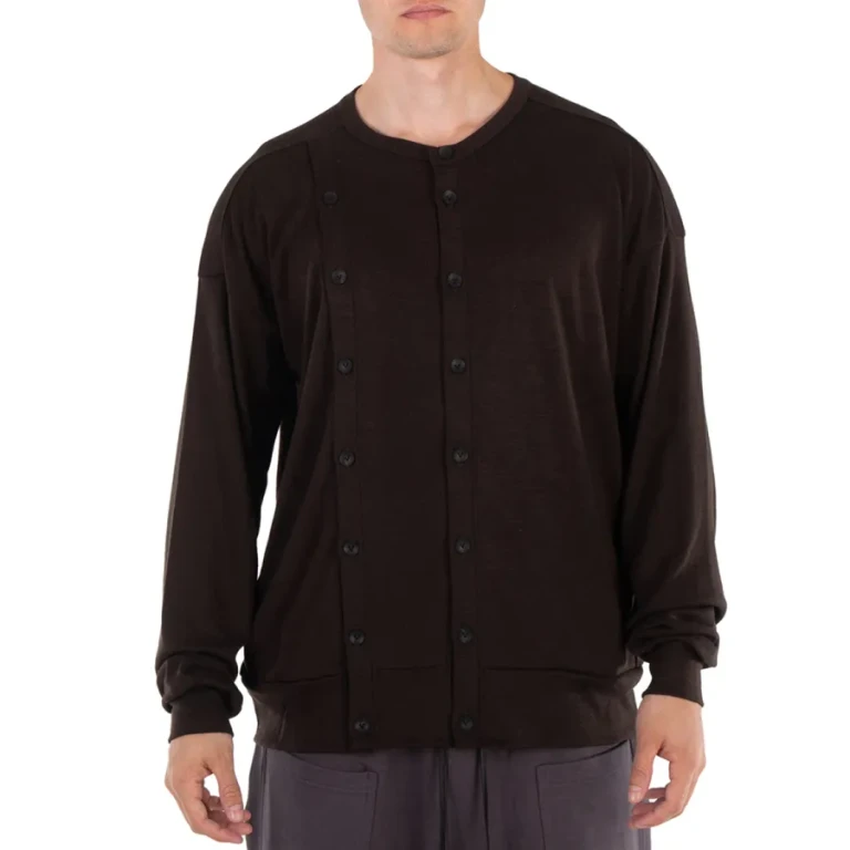 Mens Brown Wool Jersey Cardigan