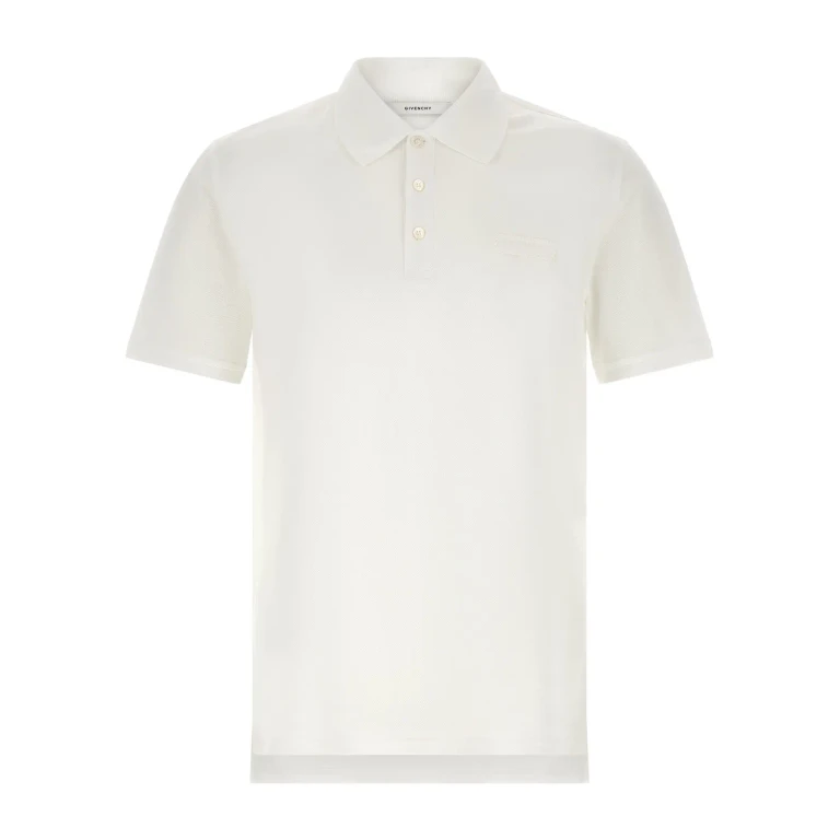 Givenchy White Polo Shirt With Classic Collar And Tone-on-tone Logo Patch On The Front In Cotton For Men