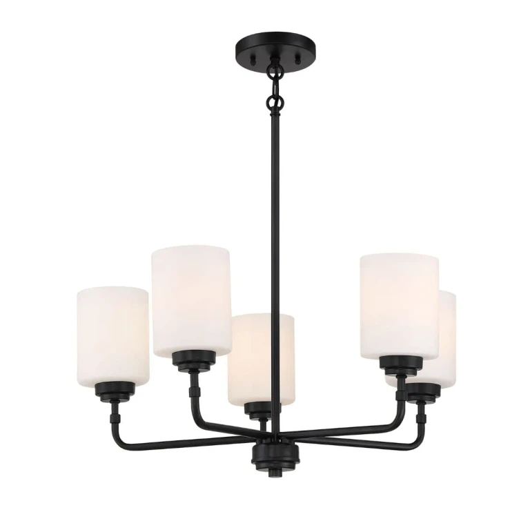 Flat Black Five Light Chandelier from the Stowe Collection