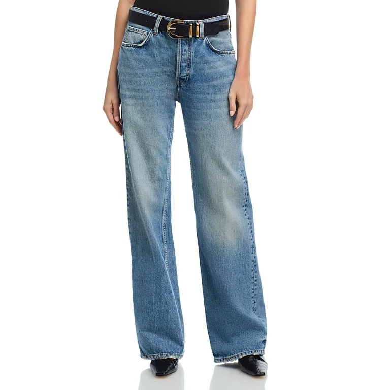 Anine Bing Mid Rise Wide Jeans in Baltic Blue