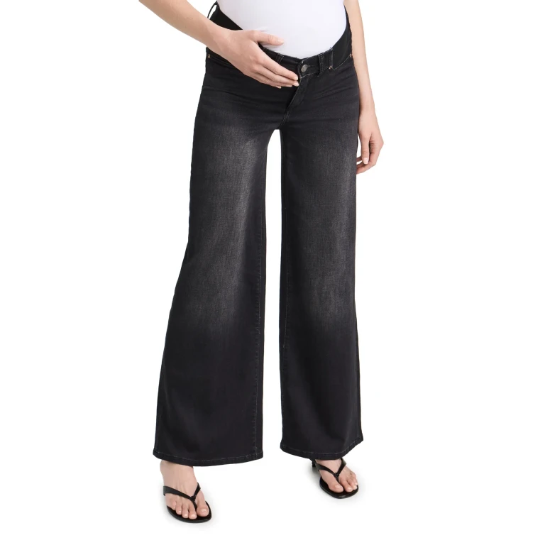 DL1961 Hepburn Wide Leg Maternity Jeans: High Rise 32 Dark Haze (Ultimate Knit) 30
